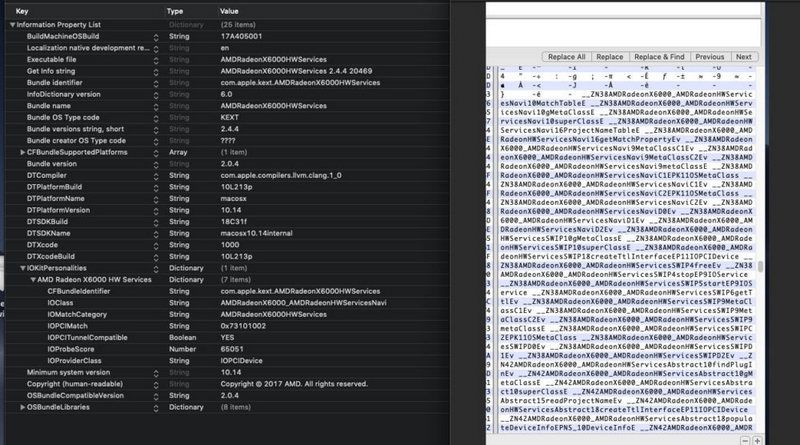 Navi, Navi 16, Navi 12, Navi 10 and Navi 9 are displayed in MacOS code, Optocrypto