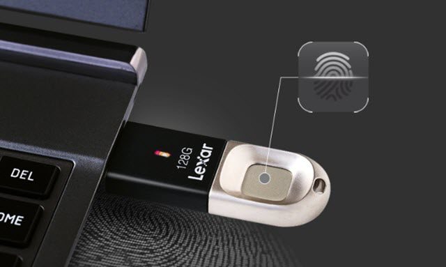 F35, Lexar JumpDrive Fingerprint F35 USB 3.0 flash drive uses fingerprint authentication, Optocrypto