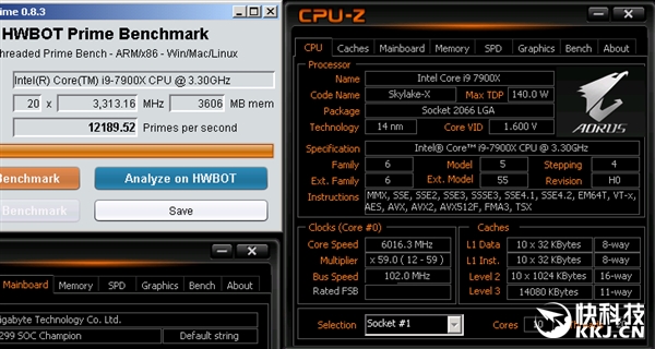 Intel Core i9 7900X, Intel Core i9 7900X &#8216;Skylake-X&#8217; Overclocked at 6.01 GHz With Liquid Nitrogen Cooling, Optocrypto