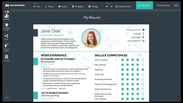 Novorésumé, Novorésumé, a powerful editor to design professional and creative curriculums, Optocrypto