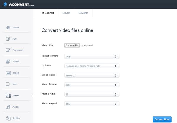 Aconvert, free platform to convert all types of files