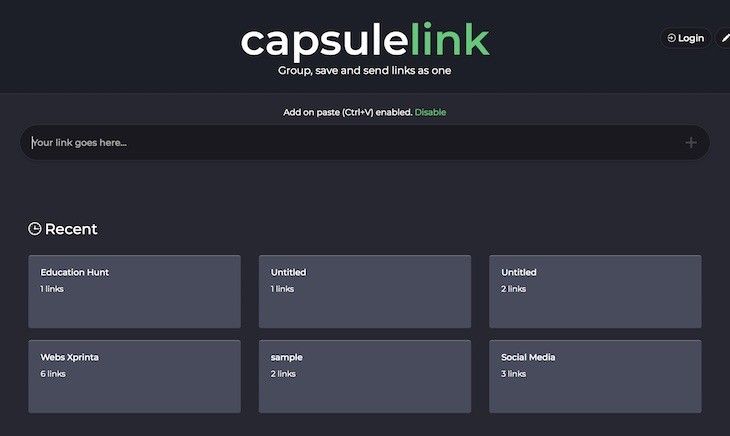 Capsulelink, Capsulelink, a tool to save and send groups of links, Optocrypto