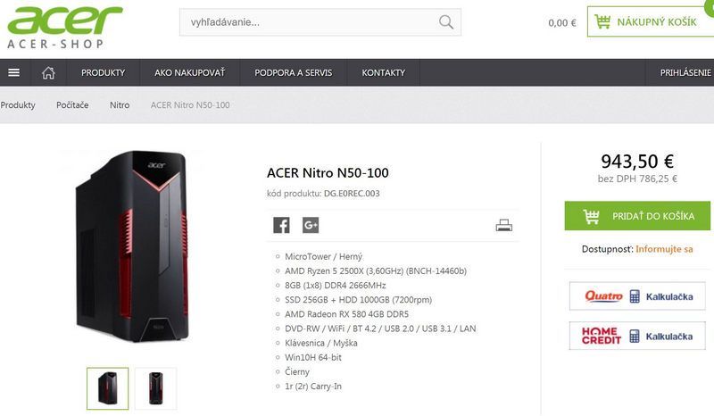 ACER filters the Nitro N50-100 desktop PC with Ryzen 5 2500X