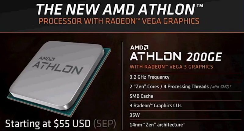 AMD Athlon 200GE will be the first in family without overclocking