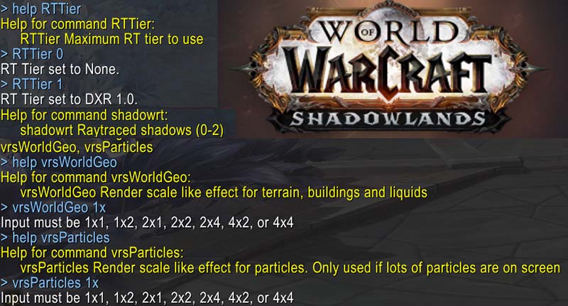 World of Warcraft Shadowlands update refer to Ray-Tracing and Variable Rate Shading