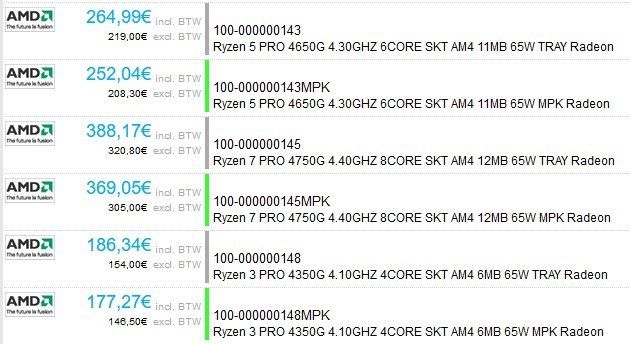 AMD Ryzen 4000 Renoir PRO desktop CPU prices and specifications Listed