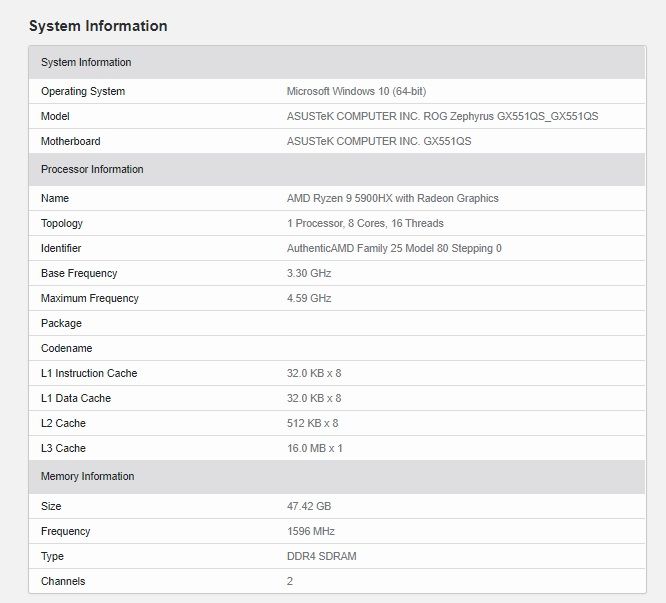 AMD Ryzen 9 5900HX overclockable laptop processor revealed: 8 cores, 16 threads, 3.3-4.6 GHz