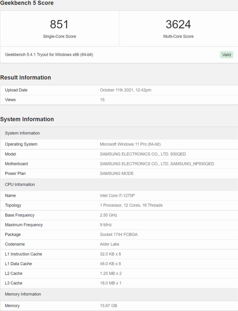 Core i7-1270P, Intel Core i7-1270P laptops leaks on Geekbench with 12 cores and 16 threads, Optocrypto